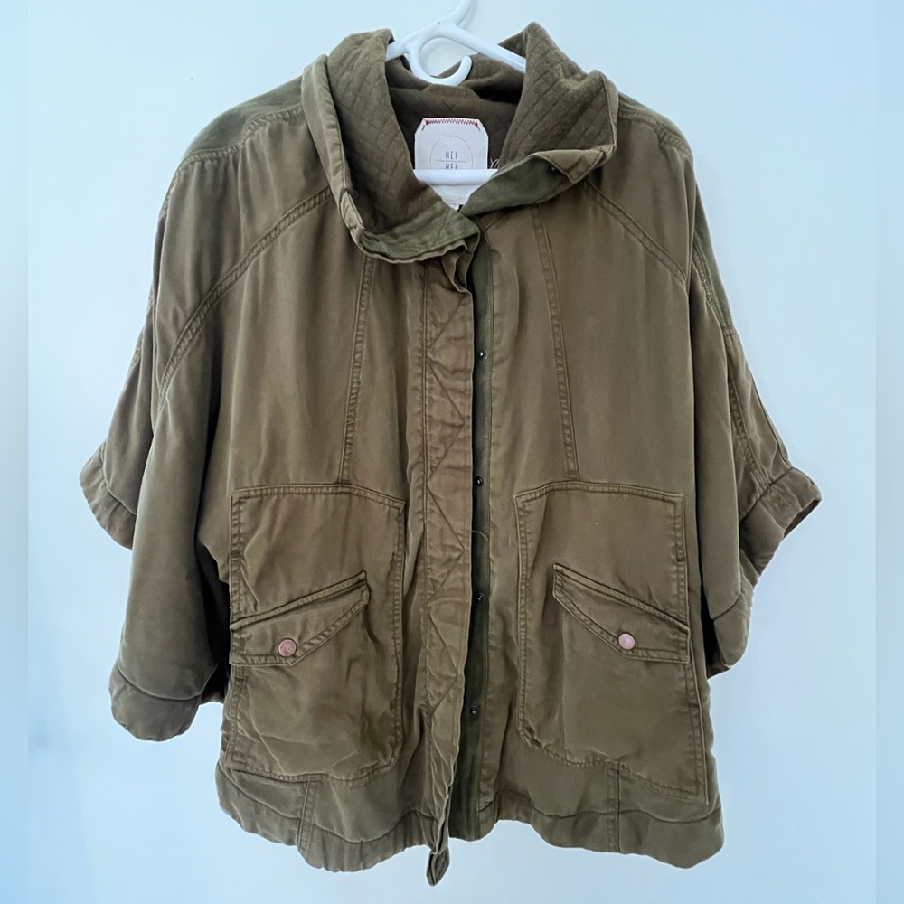 Olive Green Poncho with quilted interior